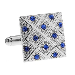 Mansetinööbid - hõbedased reljeefsed siniste kividega